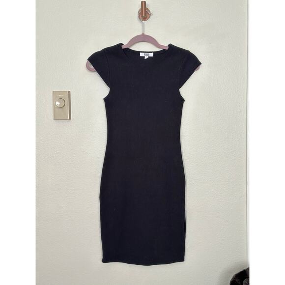 BB Dakota Small Sips Tee Body-con Mini Dress Cap Sleeve Black Ribbed - Picture 3 of 8